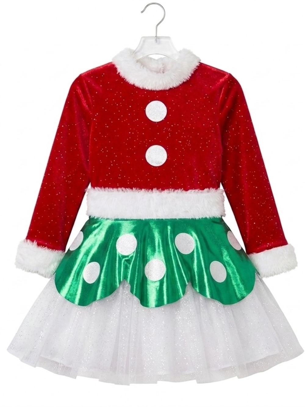 Rubie's Red, Green and White Holiday Elf Dress Size Small EUC
